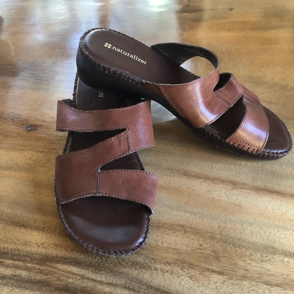 Womens Naturalizer Womens Wiser Leather Open Toe Casual Slide Sandals Size 8.5M